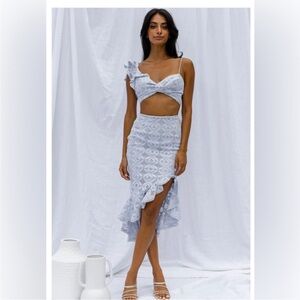 Elegant Blue Ruffled Women's top